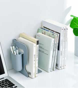 Großhandel B2B Buchstützen grau ausziehbar kreativ minimalistisch mit stifthalter